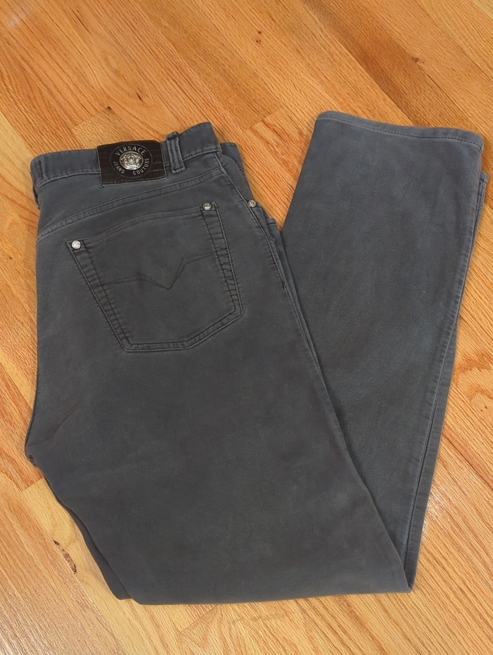 Vintage Versace Couture Men’s Gray Straight Leg Jeans